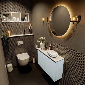 Mondiaz Fowy toiletmeubel 80cm clay met lichtgrijze waskom rechts zonder kraangat