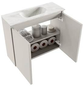 Mondiaz Ture DLux toiletmeubel 60cm linen met wastafel ostra midden met kraangat