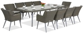 Exclusieve dining tuinset met grote tafel Córdoba voor 10 personen Garden Point grijs