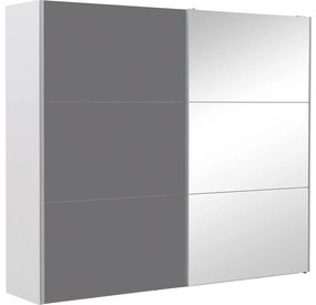 Goossens Kledingkast Easy Storage Sdk, 250 cm breed, 220 cm hoog, 1x 3 paneel glas schuifdeur li en 1x 3 paneel spiegel schuifdeur re