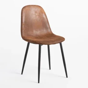 Pack Van 4 Eetkamerstoelen In Kunstleer Glamm Koffie Vintage & Zwart - Sklum