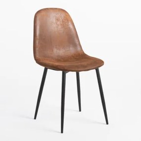 Set Van 4 Eetkamerstoelen In Glamm Kunstleer Koffie Vintage & Zwart - Sklum