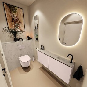 Mondiaz Ture DLux toiletmeubel 120cm rosee met wastafel opalo rechts met kraangat