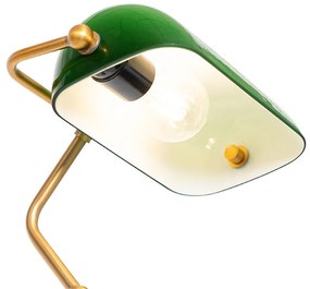 Klassieke notaris vloerlamp brons met groen glas - Banker Klassiek / Antiek E27 Binnenverlichting Lamp