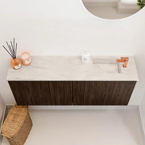 Mondiaz Joya DLux 100cm toiletmeubel walnut met wastafel faye rechts 1 kraangat ostra