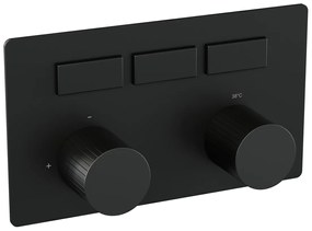 Brauer Stripe 3-weg inbouwthermostaat met drukknoppen zwart mat