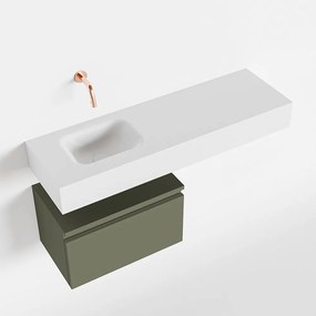 Mondiaz Andor toiletmeubel 50cm army met witte wastafel 100cm links zonder kraangat