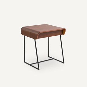 Nachtkastje in notenhoutfineer, Bardi design E. Gallina