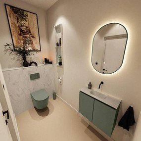 MONDIAZ TURE-DLUX 60cm toiletmeubel Army. EDEN wastafel Opalo positie midden. Zonder kraangat. TUREDX60ARMM0OPA