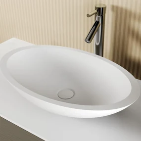 Riho Avella waskom solid surface ovaal wit mat