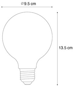 Set van 5 E27 dimbare LED spiraal filament G95 4W 270 lm 2200K