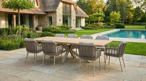 Taste by 4 Seasons Puglia tuinset latte met Minerva tafel met teak blad 280 cm Tuinset   taupe weerbestendig