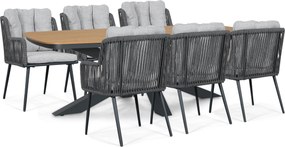 Tuinset 6 personen 220 cm Rope Grijs Lifestyle Garden Furniture Tivoli/Camila