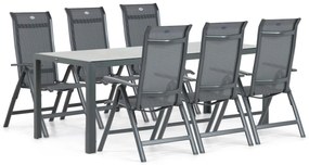 Tuinset 6 personen 210 cm Aluminium/textileen Grijs Hartman Alice/Venustas
