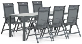 Tuinset 6 personen 210 cm Aluminium/textileen Grijs Hartman Alice/Venustas