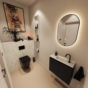 MONDIAZ TURE-DLUX 60cm toiletmeubel Urban. EDEN wastafel Ostra positie midden. Met 1 kraangat. TUREDX60URBM1OST