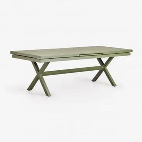 Uitbreidbare Rechthoekige Eettafel Van Aluminium Karena Groen – Intens Olijf & 240 - 300 X 100 Cm - Sklum