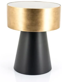 By-Boo Bunga Small Ronde Bijzettafel Zwart Met Goud - 40 X 40cm.