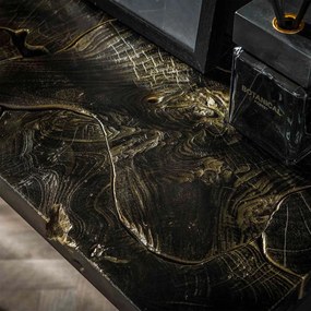 Sidetable Zwart Met Goud Blad - 100 X 35cm.