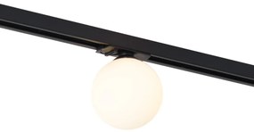 Moderne plafondlamp zwart met wit glas voor railsysteem 1-fase - Iconic Perle
