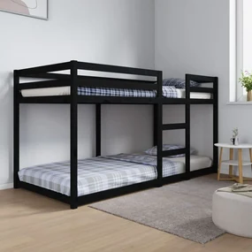 vidaXL Stapelbed 90x200 cm massief grenenhout zwart