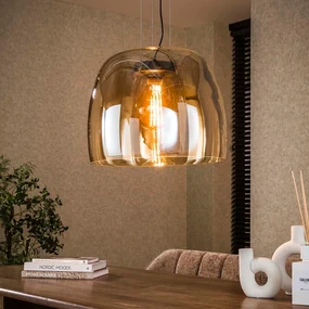 Grote Hanglamp Amberkleurig Glas 48 Cm