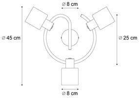 Moderne plafondlamp zwart met smoke glas wokkel 3-lichts - Cilin Modern E14 rond Binnenverlichting Lamp