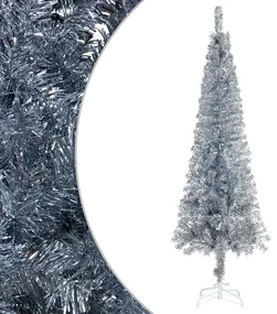 vidaXL Kerstboom met LED's smal 150 cm zilverkleurig