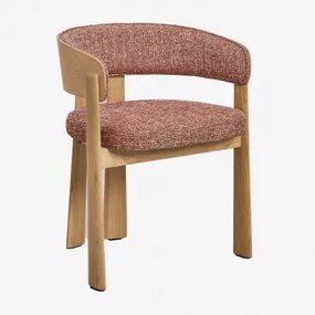 Set Van 2 Eetkamerstoelen Met Armleuningen, Bekleed En Van Eikenhout Olea Eikenhout & Bouclé Terracotta - Sklum