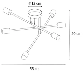 Smart plafondlamp donkerbrons 6-lichts incl. 6 Wifi G95 - Sydney Design E27 Binnenverlichting Lamp