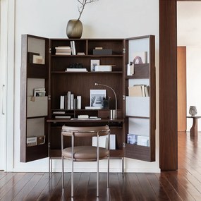 Garderobedesk met walnootfineer en stof met structuur, Omid