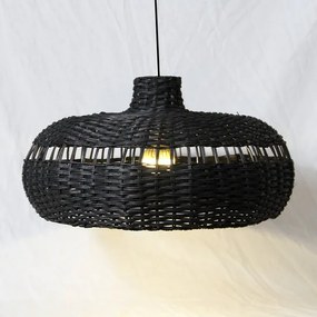 Rotan / Rieten Hanglamp, Handgemaakt, Zwart, ?50 cm