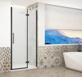 Gelco Trinity douchedeur 100cm rechts met mat glas zwart mat