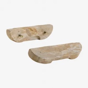 Set Van 2 Handgrepen Van Natuurlijk Steen Tinesla ↔︎ 16 Cm & Beige Marmer Panther - Sklum
