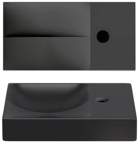 Clou Vale keramische fontein 38cm met kraangat rechts zwart mat