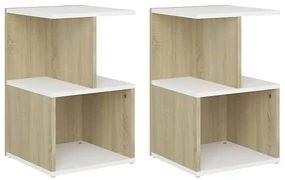 vidaXL Nachtkastjes 2 st 35x35x55 cm spaanplaat wit sonoma eikenkleur