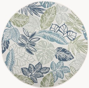 Rond plat geweven in- & outdoor vloerkleed Bella Leaf