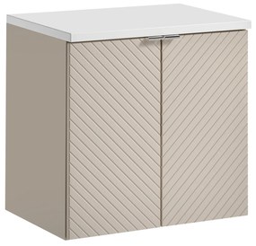 Comad Viva Cashmere badkamermeubel 60cm taupe met 2 deuren en wit toppaneel