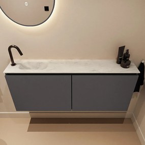 Mondiaz Ture DLux toiletmeubel 120cm dark grey met wastafel opalo links met kraangat