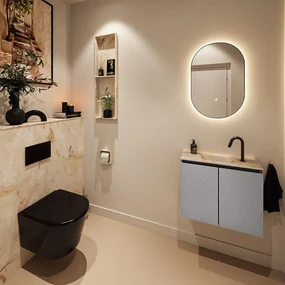 Mondiaz Ture DLux toiletmeubel 60cm plata met wastafel frappe midden met kraangat