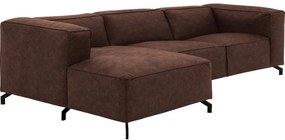 Goossens Bank Calvin bruin, micro leer, 3-zits, modern design