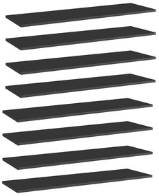 vidaXL Wandschappen 8 st 100x30x1,5 cm spaanplaat hoogglans zwart