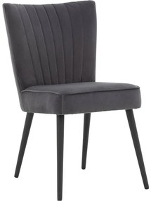 Goossens Eetkamerstoel Rob antraciet velvet stof leuning, urban industrieel