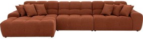 Goossens Excellent Bank Kubus - 40 X 40 Cm Stiksel bruin, stof, 1,5-zits, modern design met chaise longue links