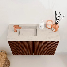 Mondiaz Joya DLux 60cm toiletmeubel ruby met wastafel faye links 1 kraangat opalo
