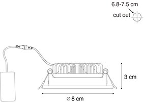 Set van 6 inbouwspots zwart kantelbaar 8,2cm incl. LED dim to IP54 ultra slim - Pupil Binnenverlichting Lamp