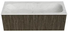 Mondiaz Kurve-dlux 120cm badmeubel shadow met 1 lade en wastafel big large midden 2 kraangaten opalo