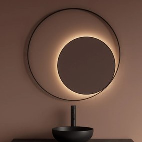 Gliss Design Kosmos spiegel rond met cirkel 80cm mat zwart met handsensor