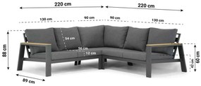 Hoek loungeset 5 personen Aluminium Grijs  Lifestyle Garden Furniture Marietta