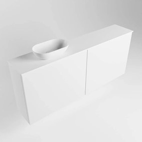 Mondiaz Fowy toiletmeubel 120cm talc met witte waskom links en kraangat